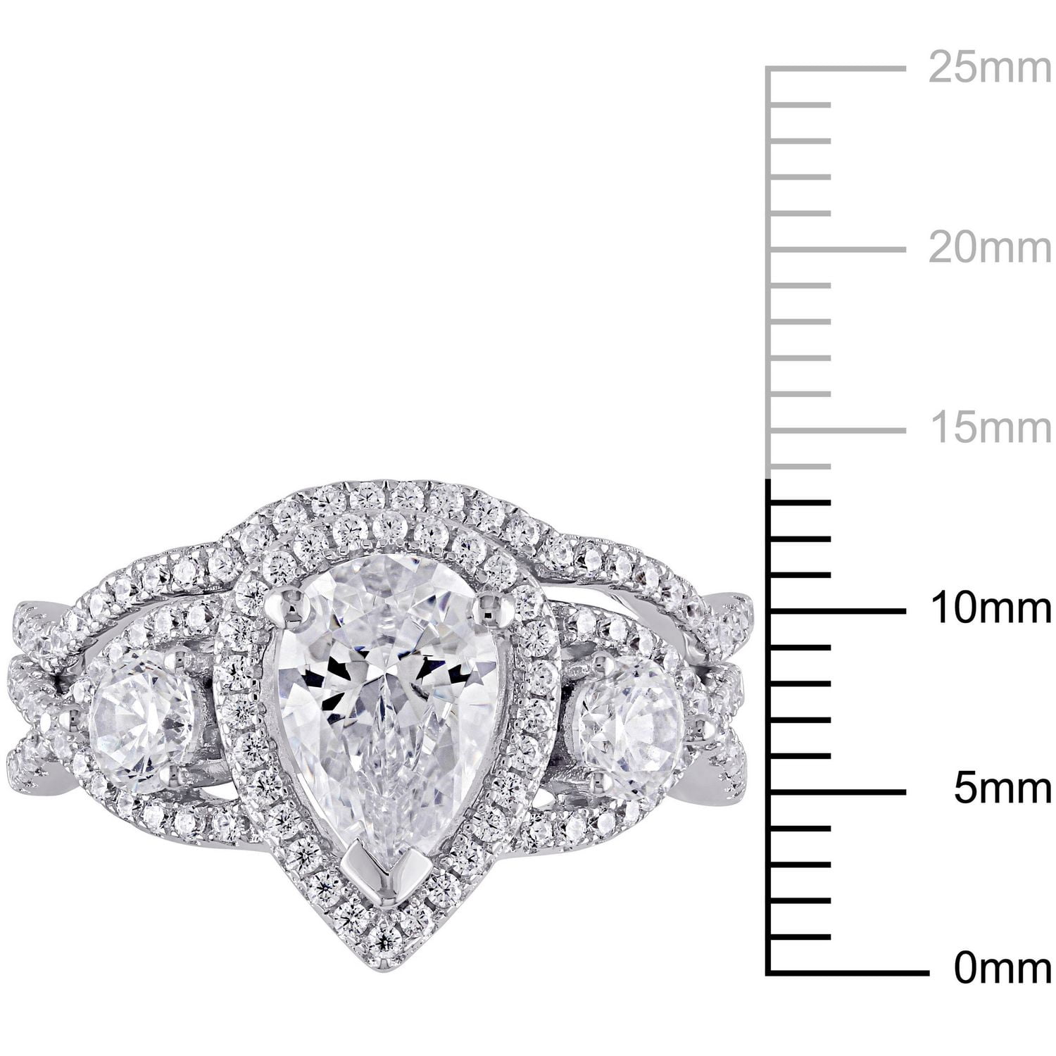 Miabella 3.88 Carat T.G.W. Cubic Zirconia Sterling Silver Three-Stone Bridal Set