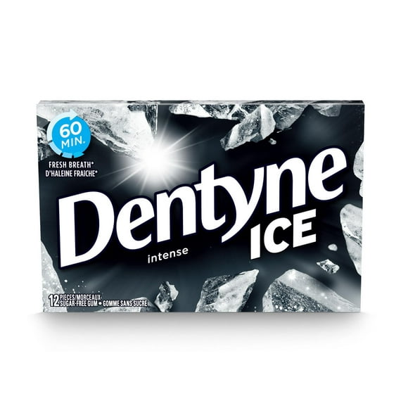 Dentyne Ice, Gomme sans sucre Intense - 12 Morceaux Dentyne Ice Intense: haleine fraiche, paq. 12 mcx