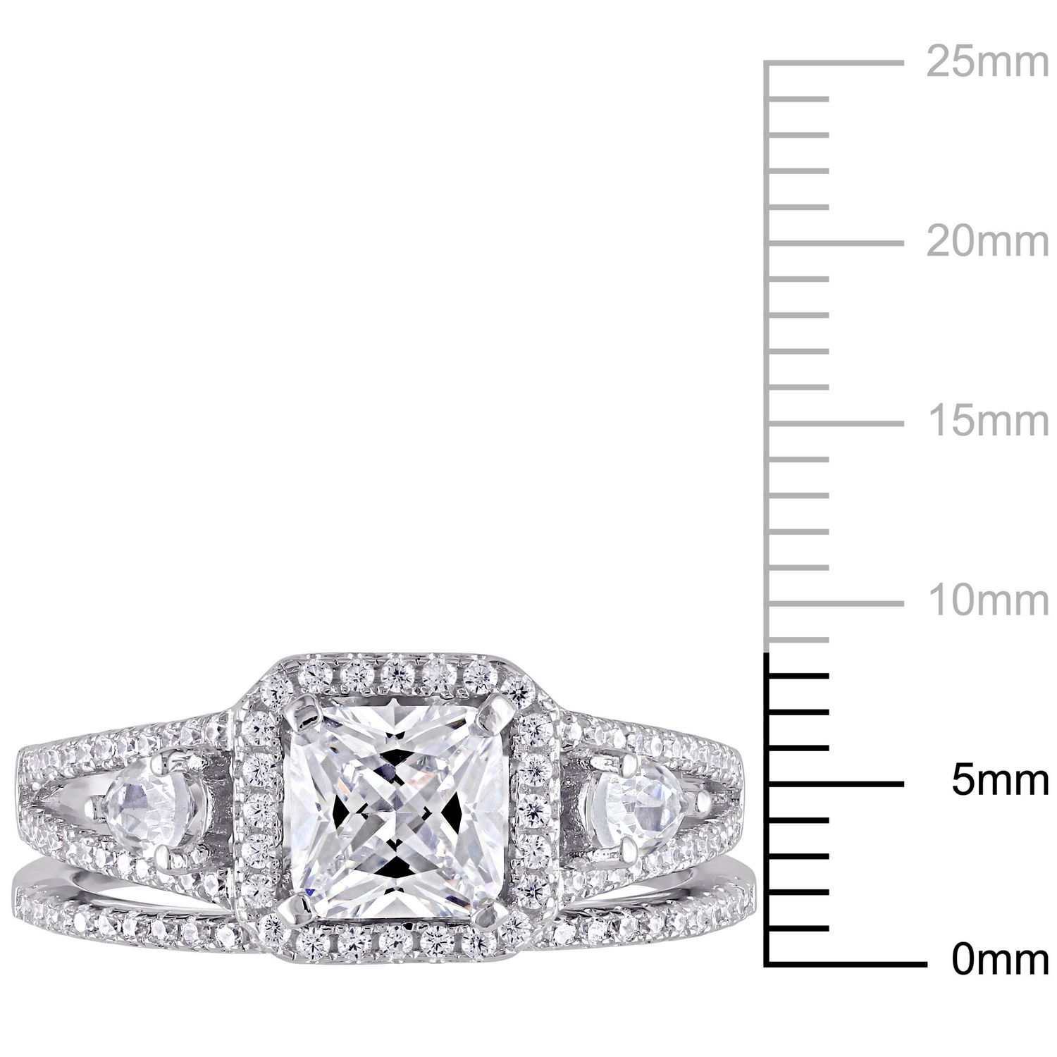 Ensemble nuptial de style auréole avec zircons cubiques de 3,20 ct PBT en argent sterling de Miabella