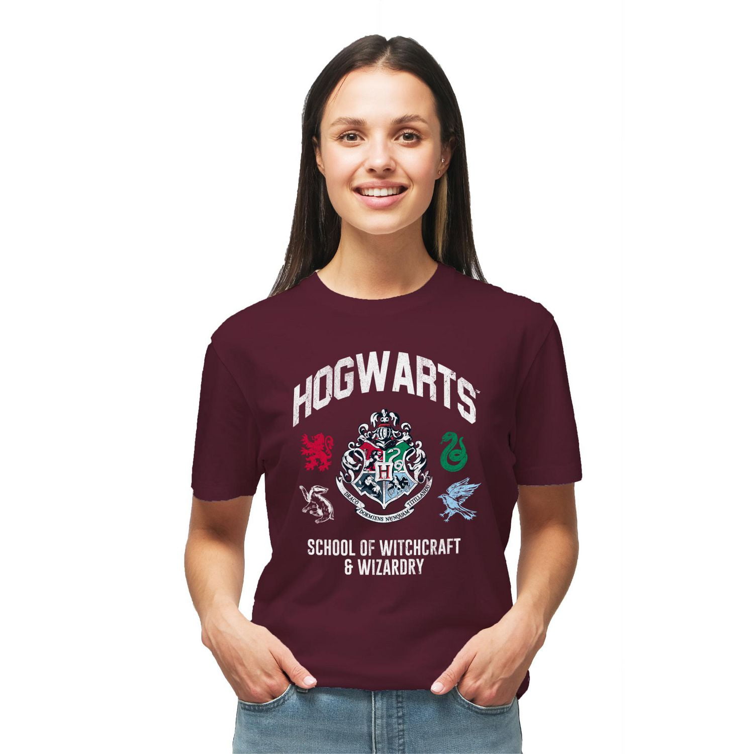 Ladies Harry Potter School Crest Short Sleeve T-Shirt