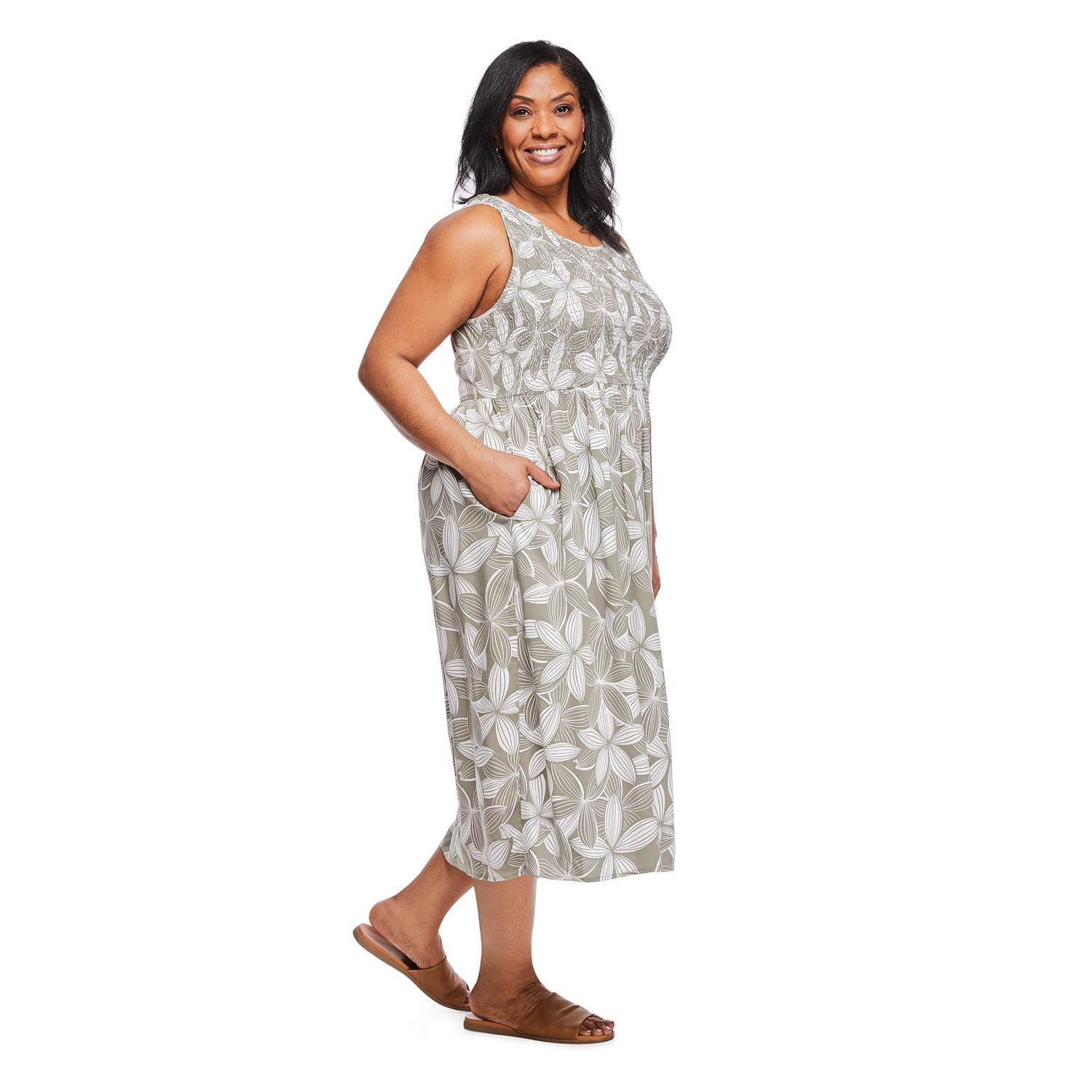 Robe longue smockée Iyla Plus pour femmes