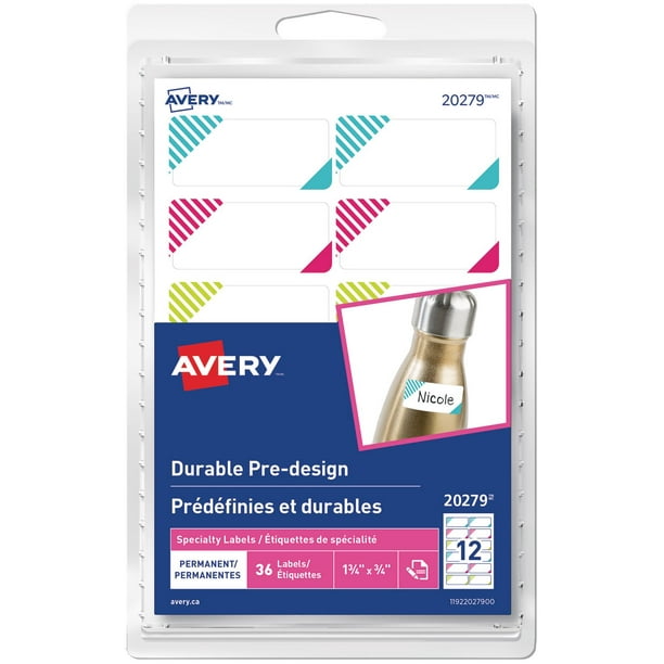 Avery Étiquettes prédéfinies permanents et durables