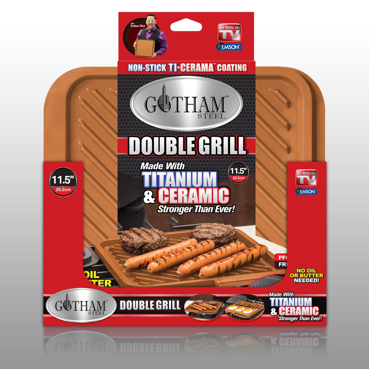 Gotham Steel Double Grill Pan – Reversible Grill & Griddle Pan