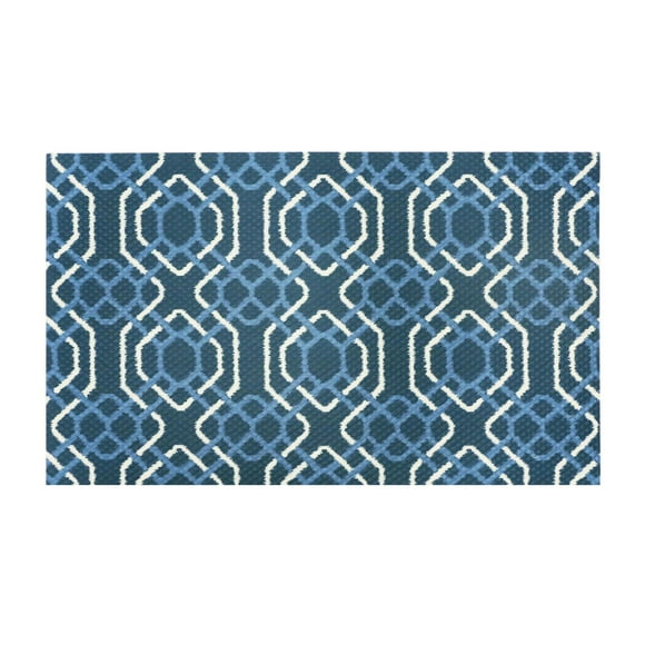 Paillasson à motif géométrique bleu 18x30 po