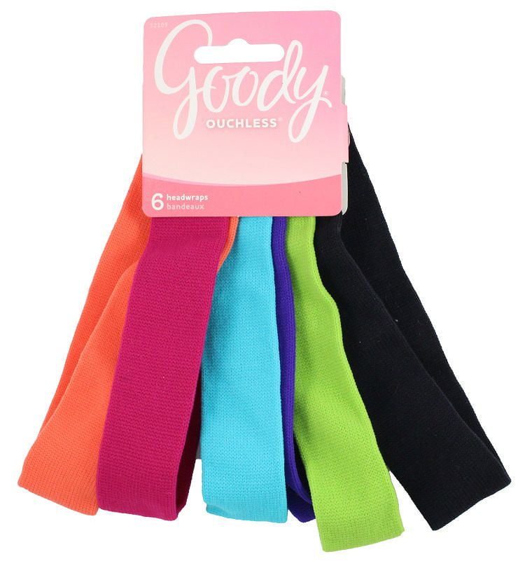 Goody Ouchless Jersey Fabric Headwraps, Wide Cloth Headbands, 6 Ct