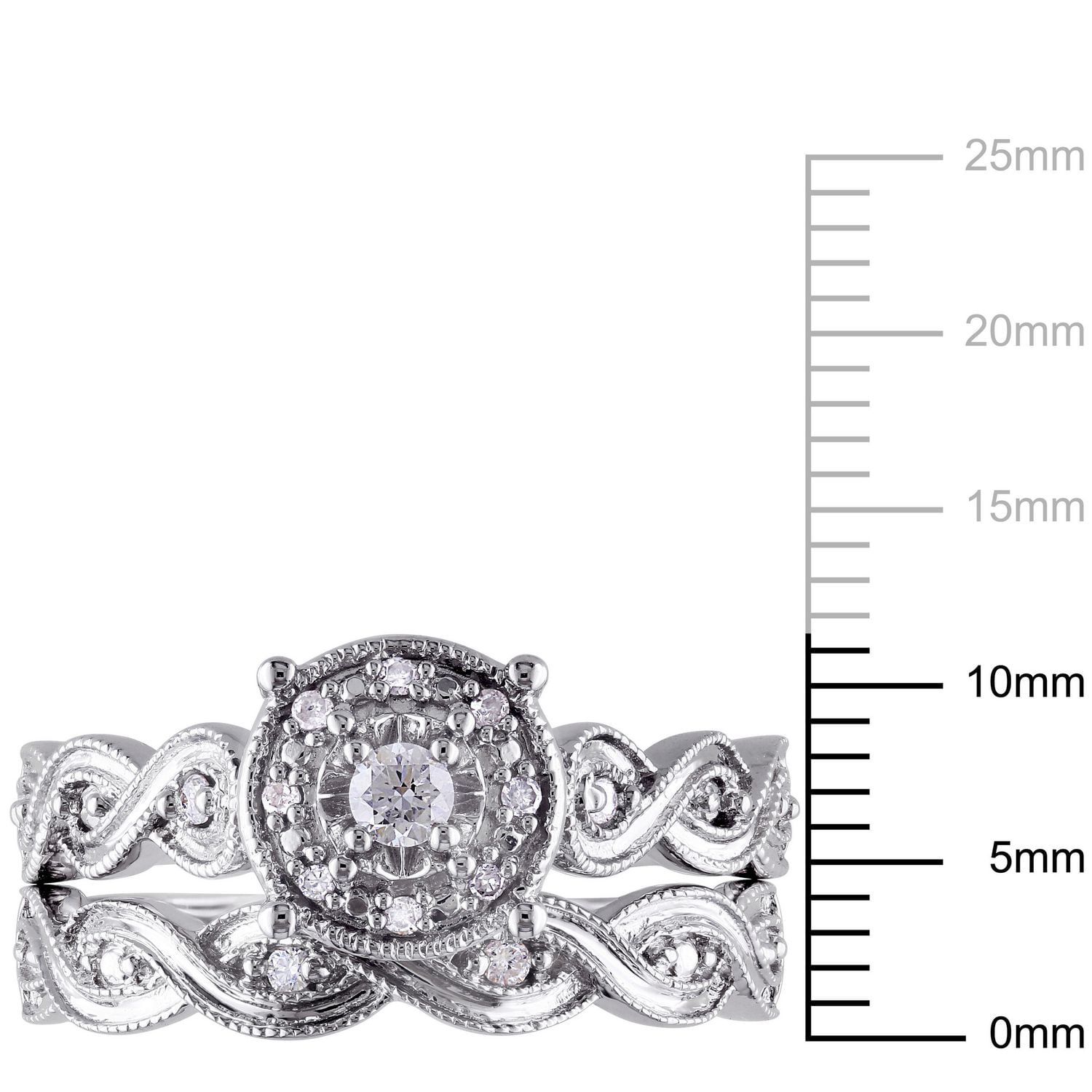 Miabella 0.20 Carat T.W. Diamond Sterling Silver Halo Infinity Bridal Set