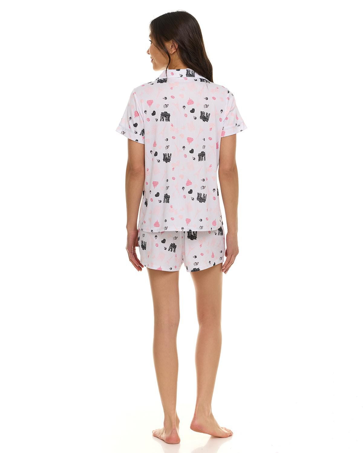 Ensemble pyjama 2 pièces à col cranté côtelé Paris Dreams, tailles S à XL – Exclusivité en ligne