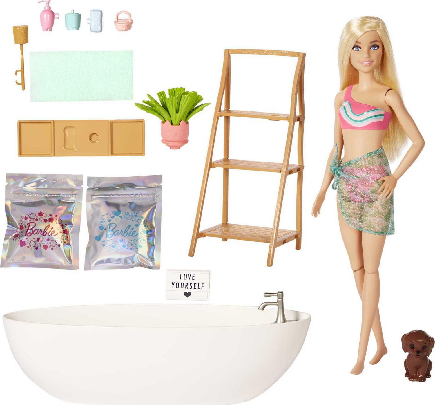 Barbie Doll Bathtub Playset Blonde Confetti Soap Accessories