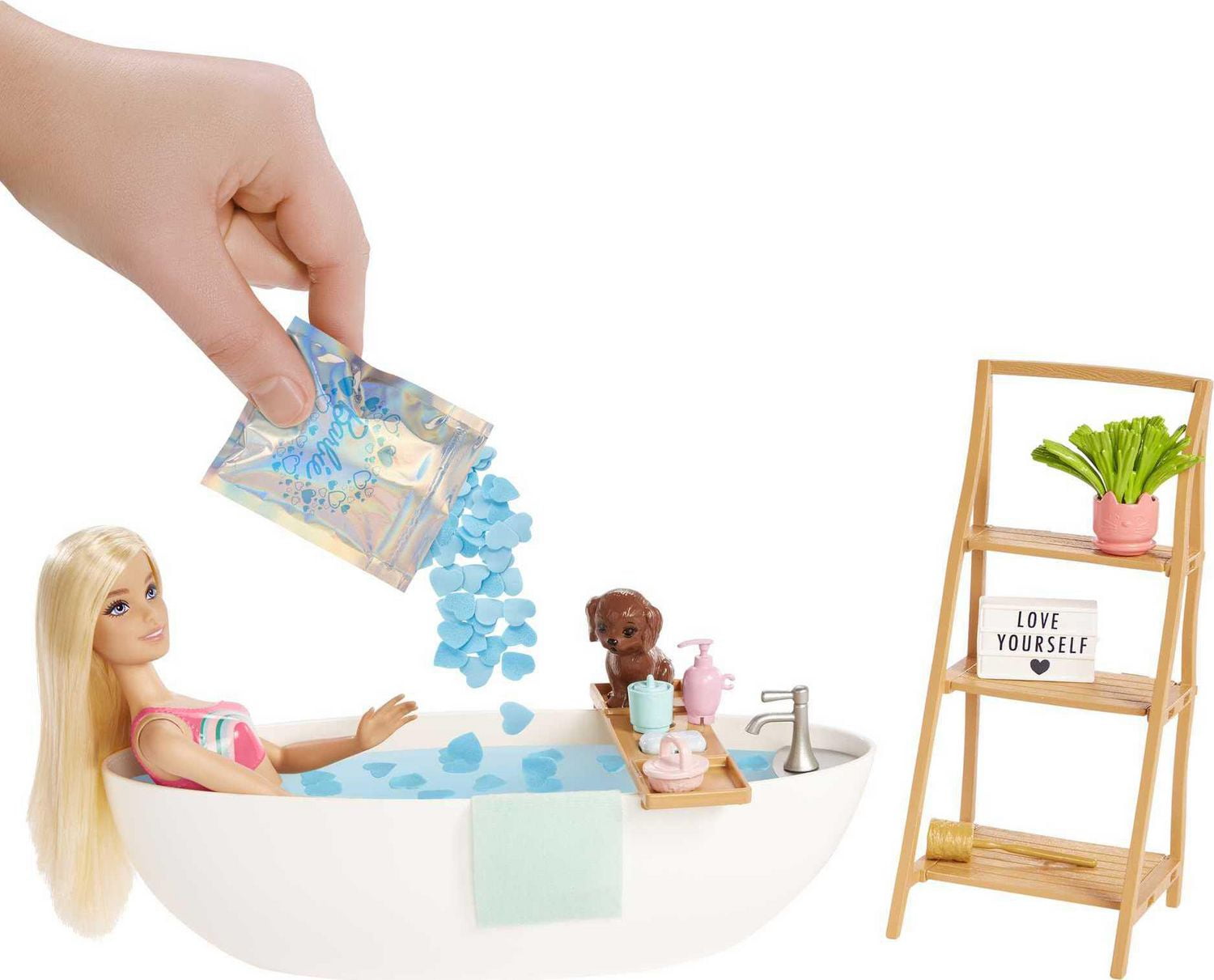 Barbie Doll Bathtub Playset Blonde Confetti Soap Accessories Walmart