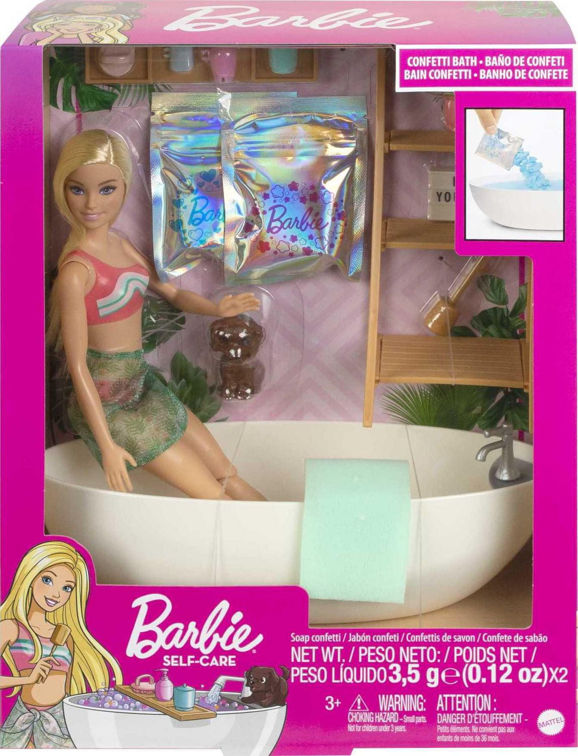 Barbie Doll Bathtub Playset Blonde Confetti Soap Accessories