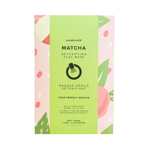 Maskeraide Matcha Pore-Cleansing Detoxifying Clay Face Mask, 3 pcs