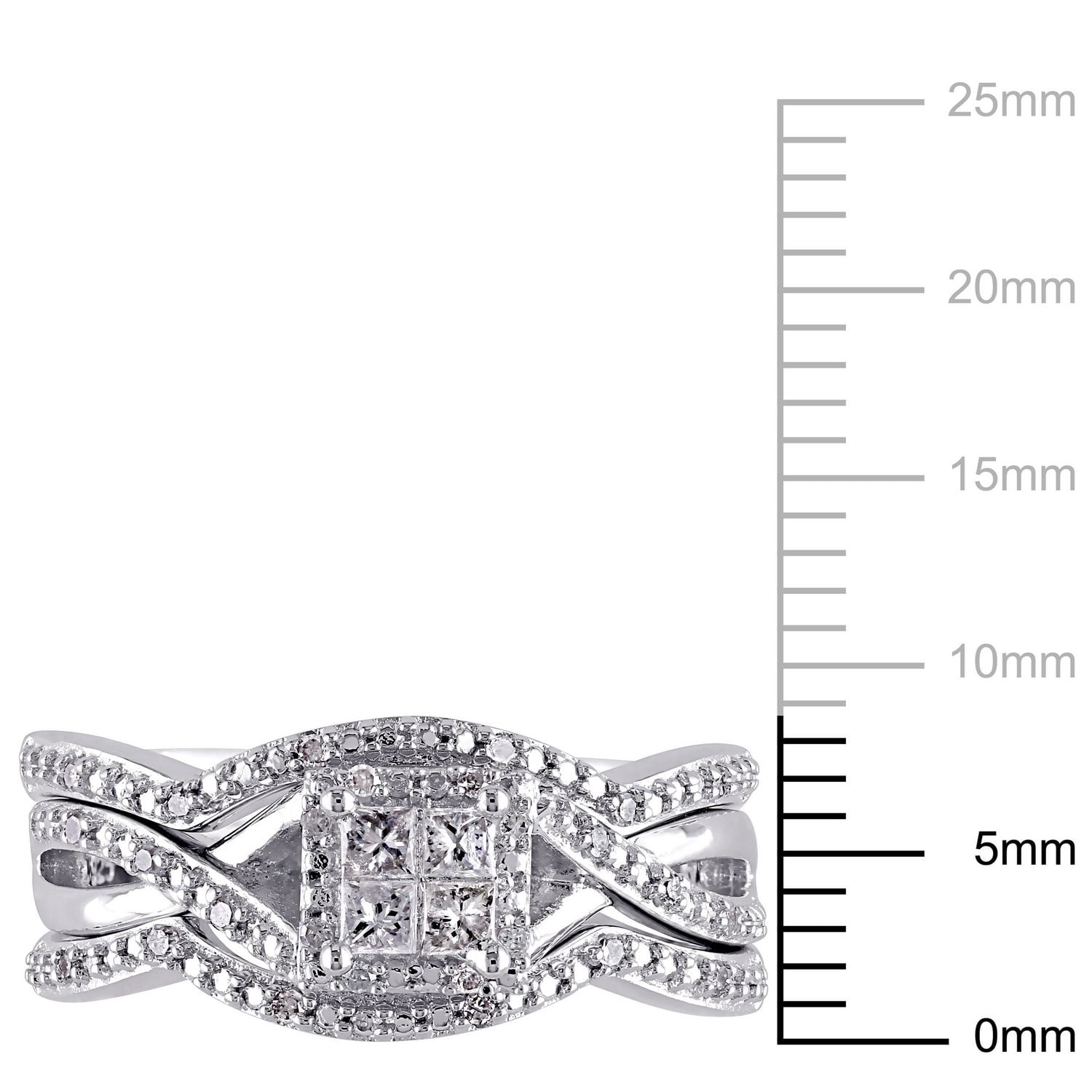 Miabella 0.33 Carat T.W Princess And Round-cut Diamond Sterling Silver Bridal Ring Set