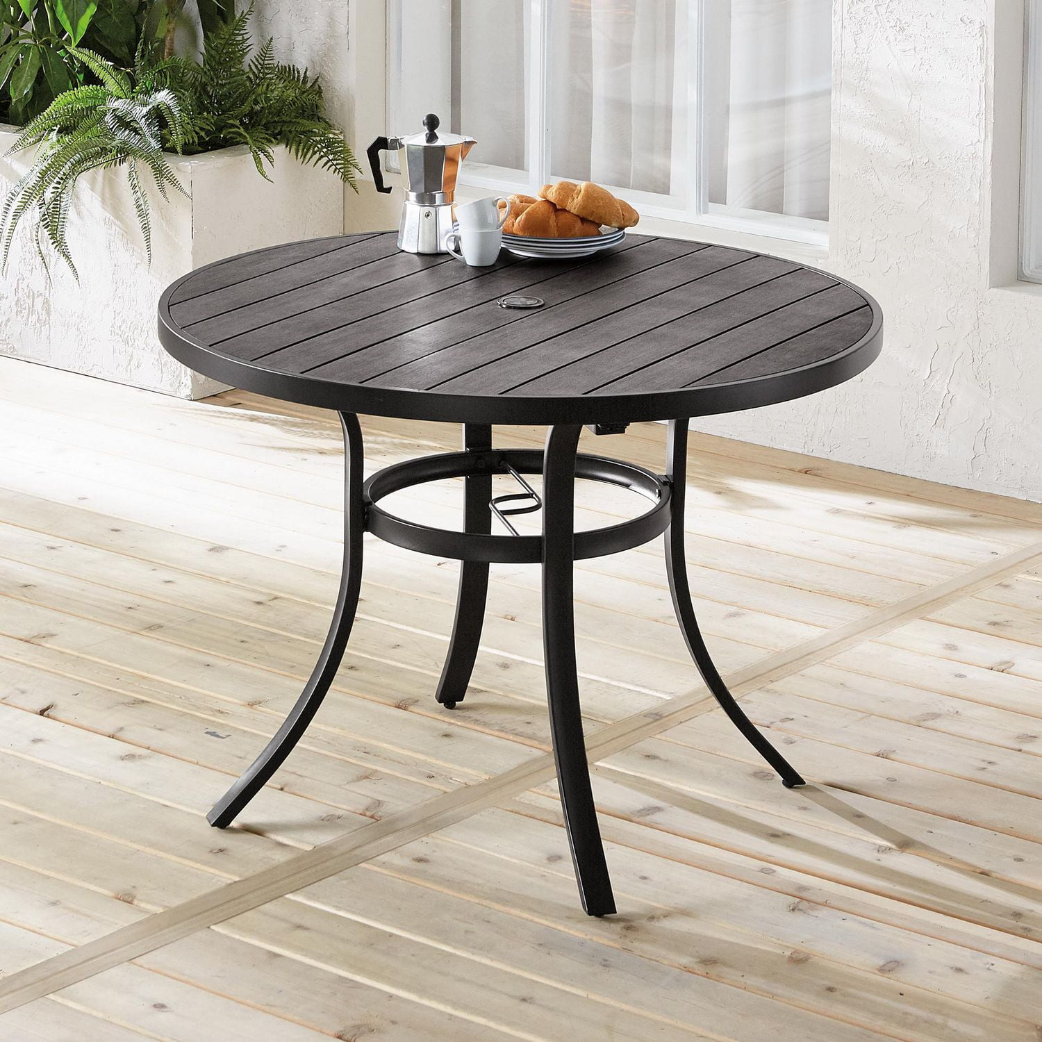 HOMETRENDS Patio Faux Wood Dining Table Brown