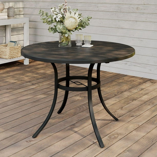 HOMETRENDS Patio Faux Wood Dining Table Brown Walmart.ca
