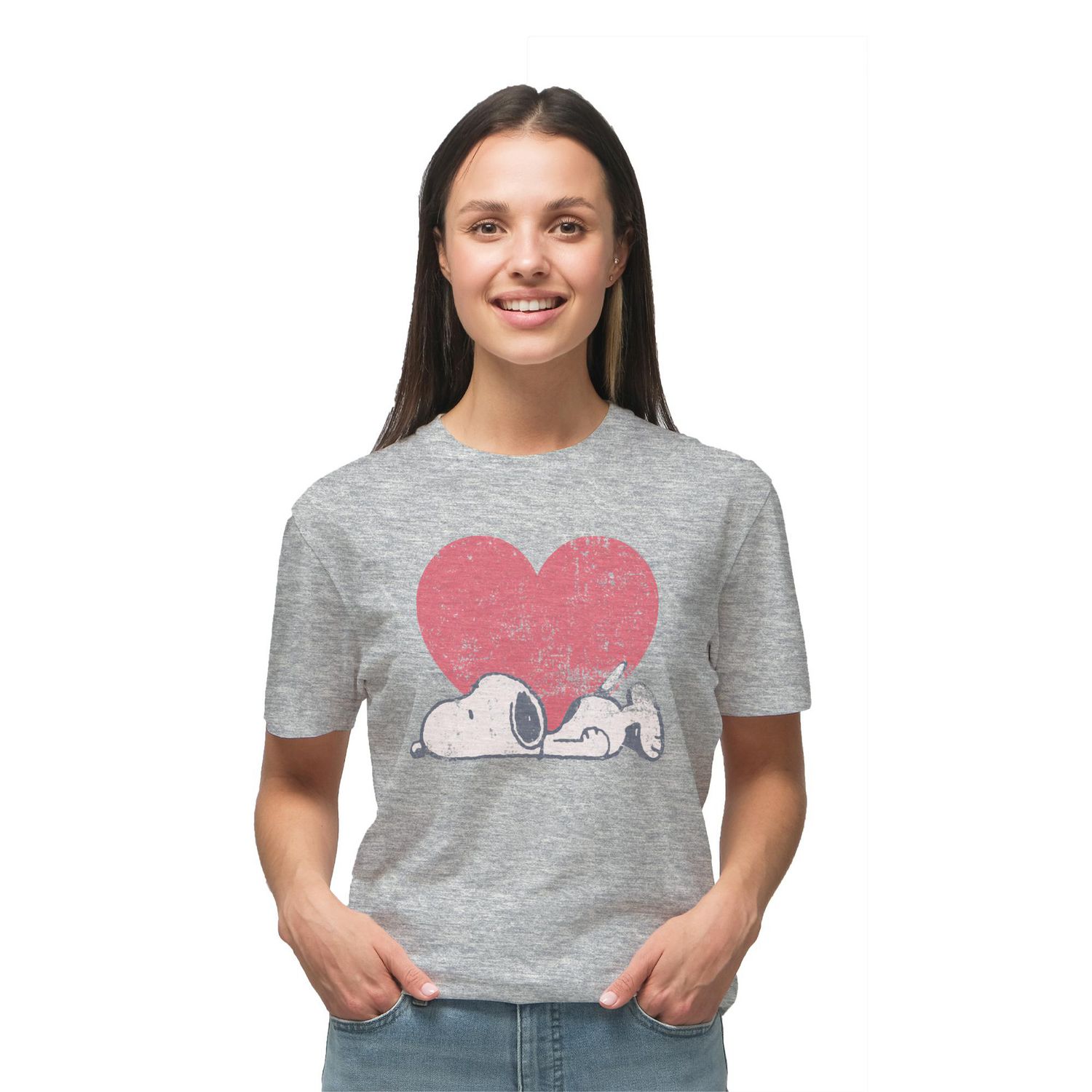 Peanuts Ladies Snoopy Heart Short Sleeve T-Shirt - Walmart.ca