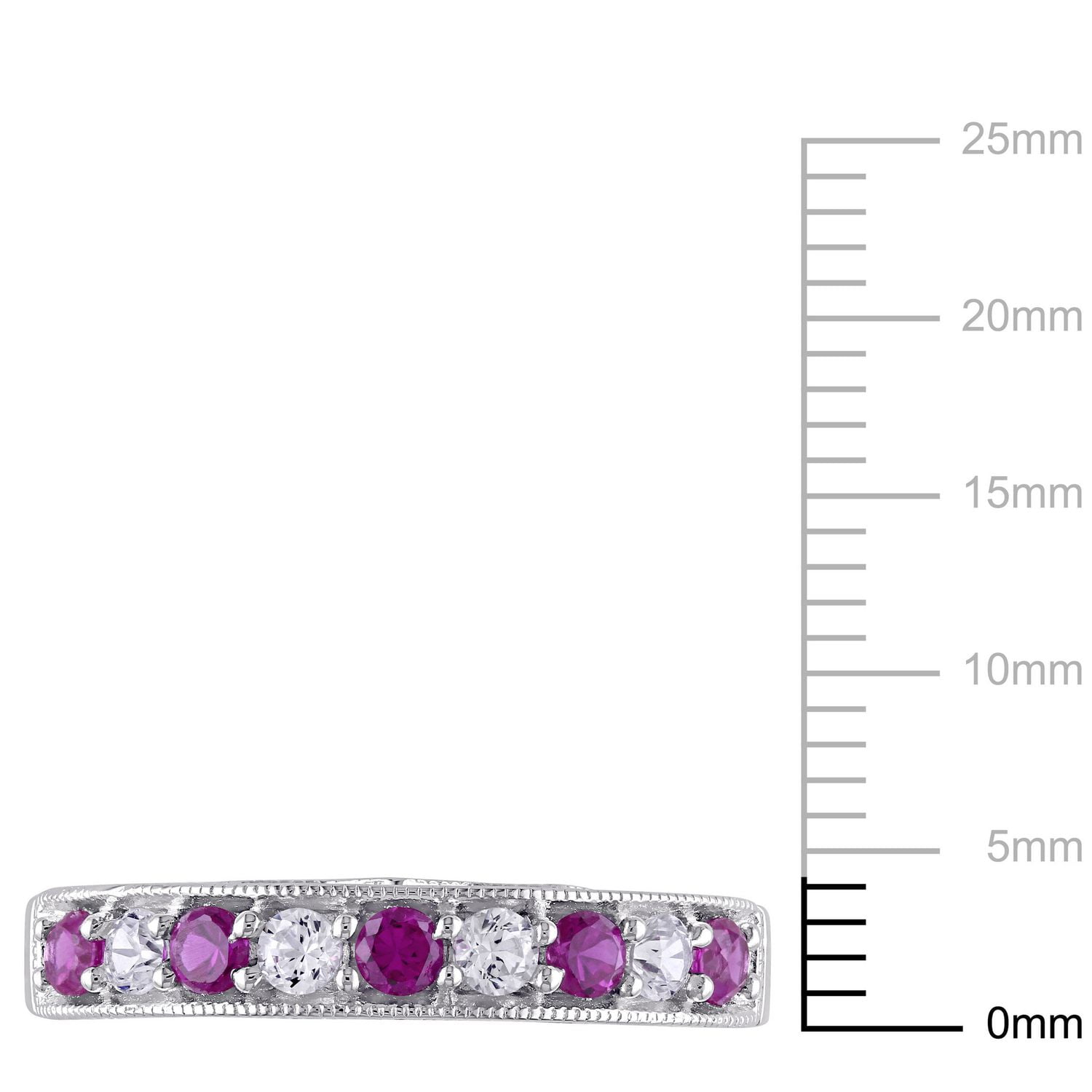 Tangelo 0.88 Carat T.G.W. Created Ruby and Created White Sapphire Sterling Silver Anniversary Ring