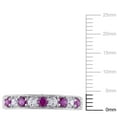 thumbnail image 3 of Tangelo 0.88 Carat T.G.W. Created Ruby and Created White Sapphire Sterling Silver Anniversary Ring, 3 of 5