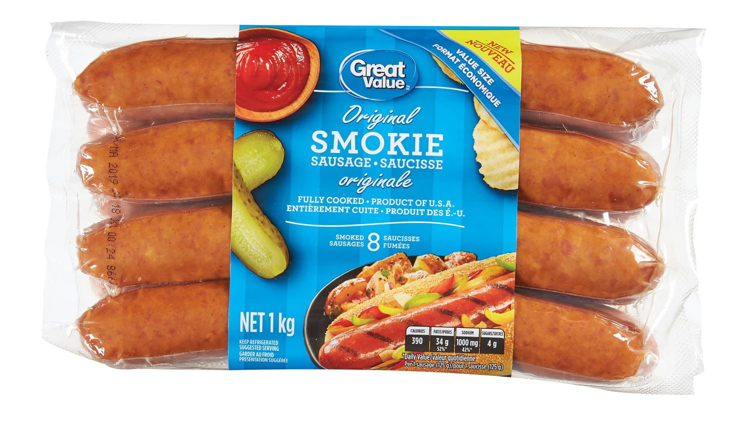 Great Value Original Smokie Sausage Value Size Walmart Canada