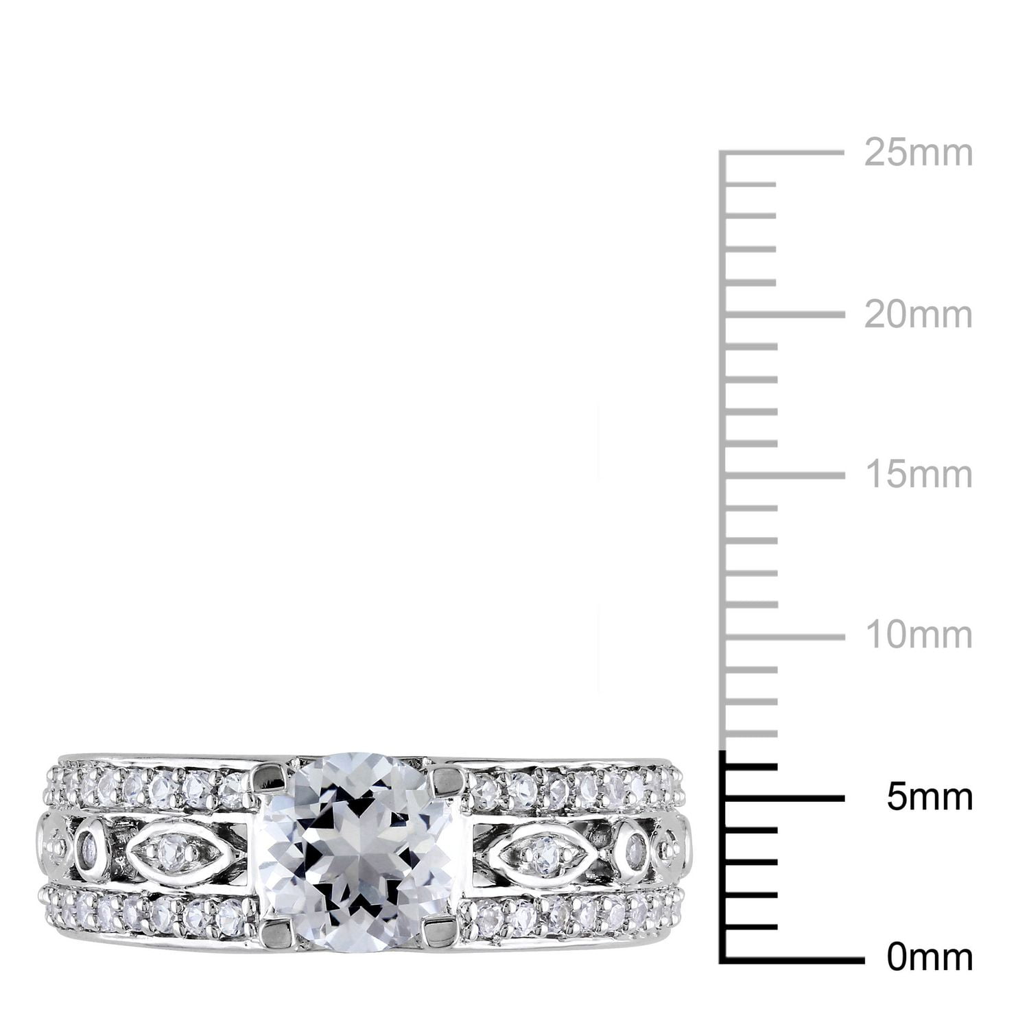 Bague de fiançailles avec saphirs blancs synthétiques d'1,88 ct PBT en argent sterling de Miabella