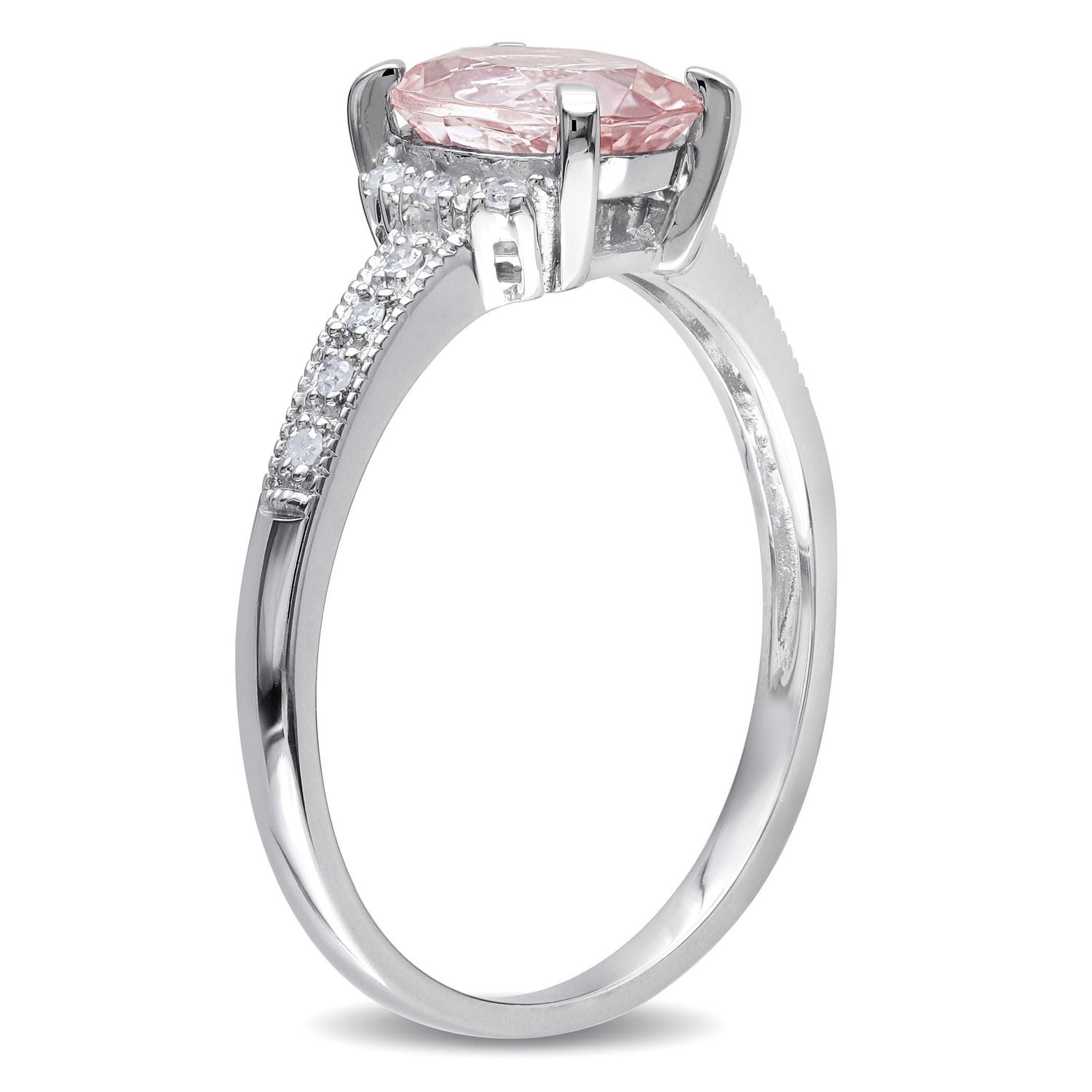 Tangelo 1.14 Carat T.G.W. Morganite and Diamond-Accent Sterling Silver Cocktail Ring