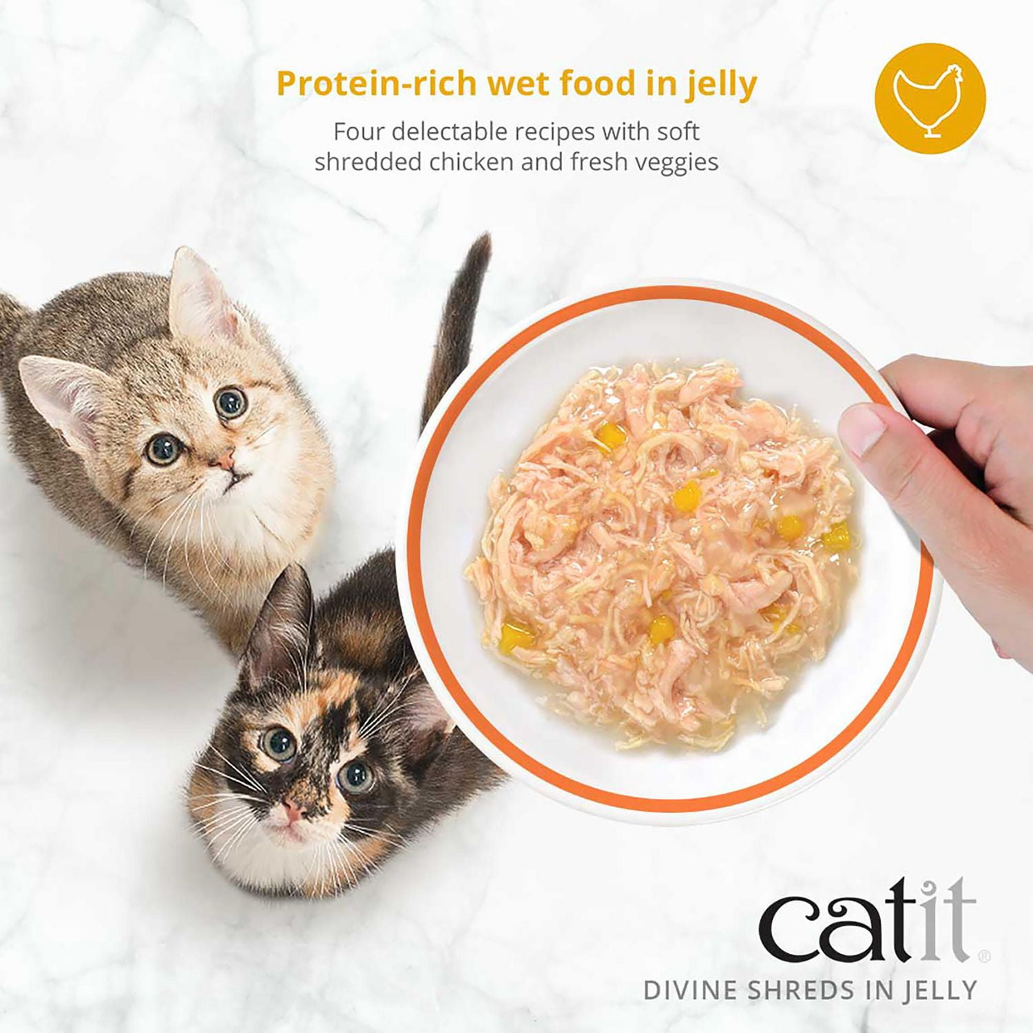Catit Divine Shreds - Chicken with Tuna & Carrot in Jelly - 4 x 85 g Cans
