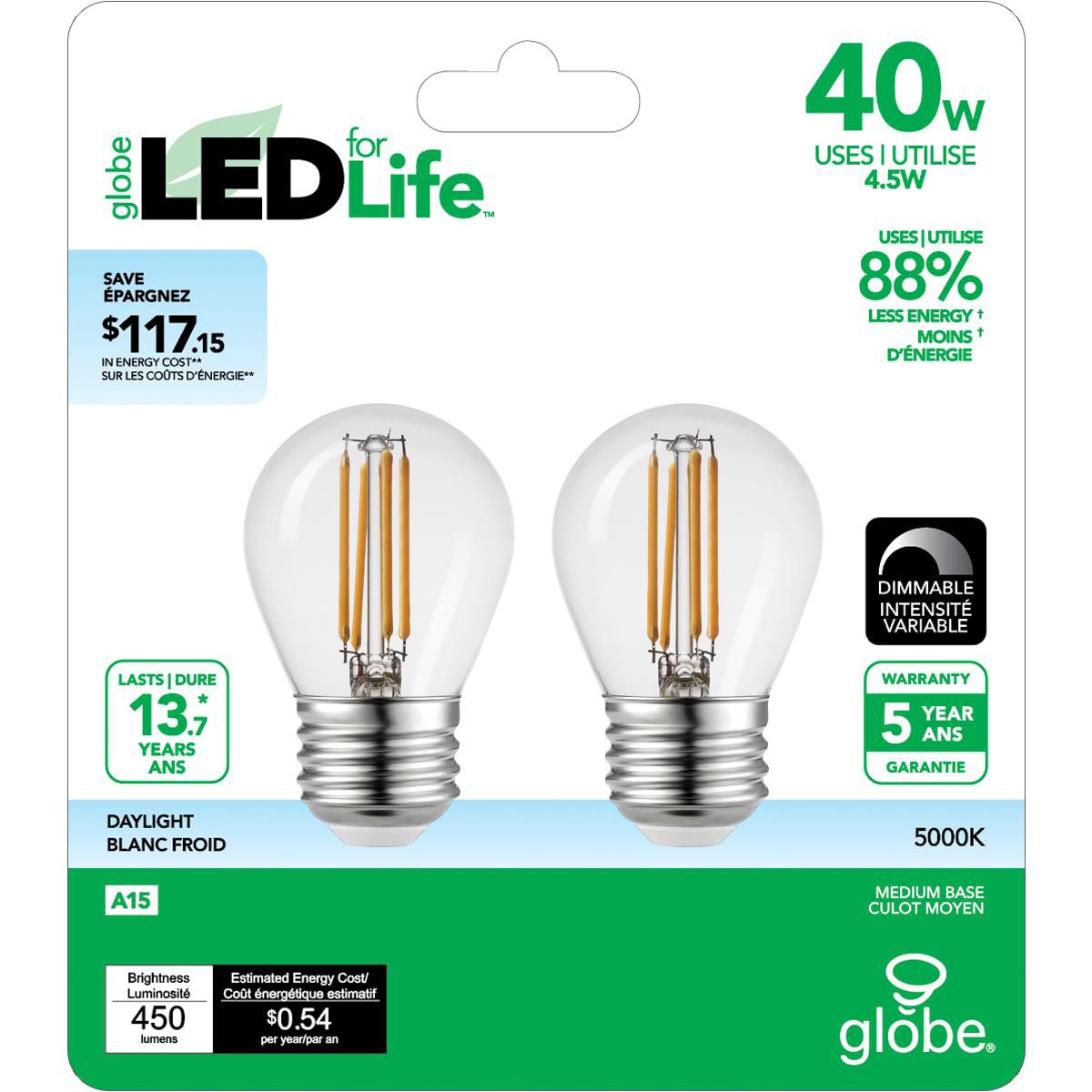 Philips UltraDefinition LED A15 E26 40W ampoule à économie d