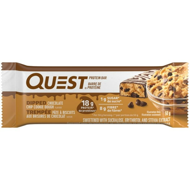 Quest Dipped Chocolate Chip Cookie Dough Protein Bar, Quest Dipped Choc ...