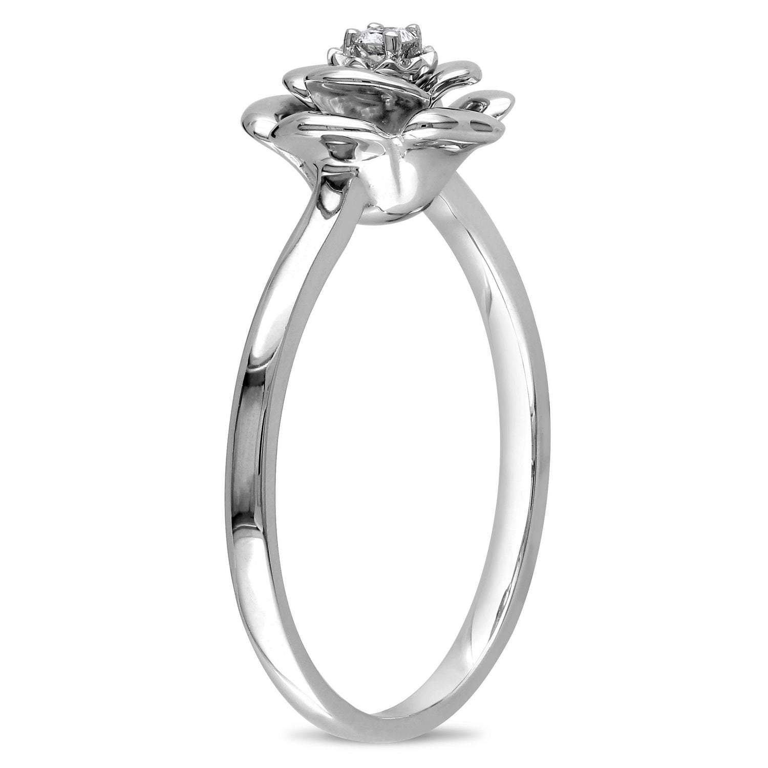 Miabella Diamond Accent Sterling Silver Flower Ring