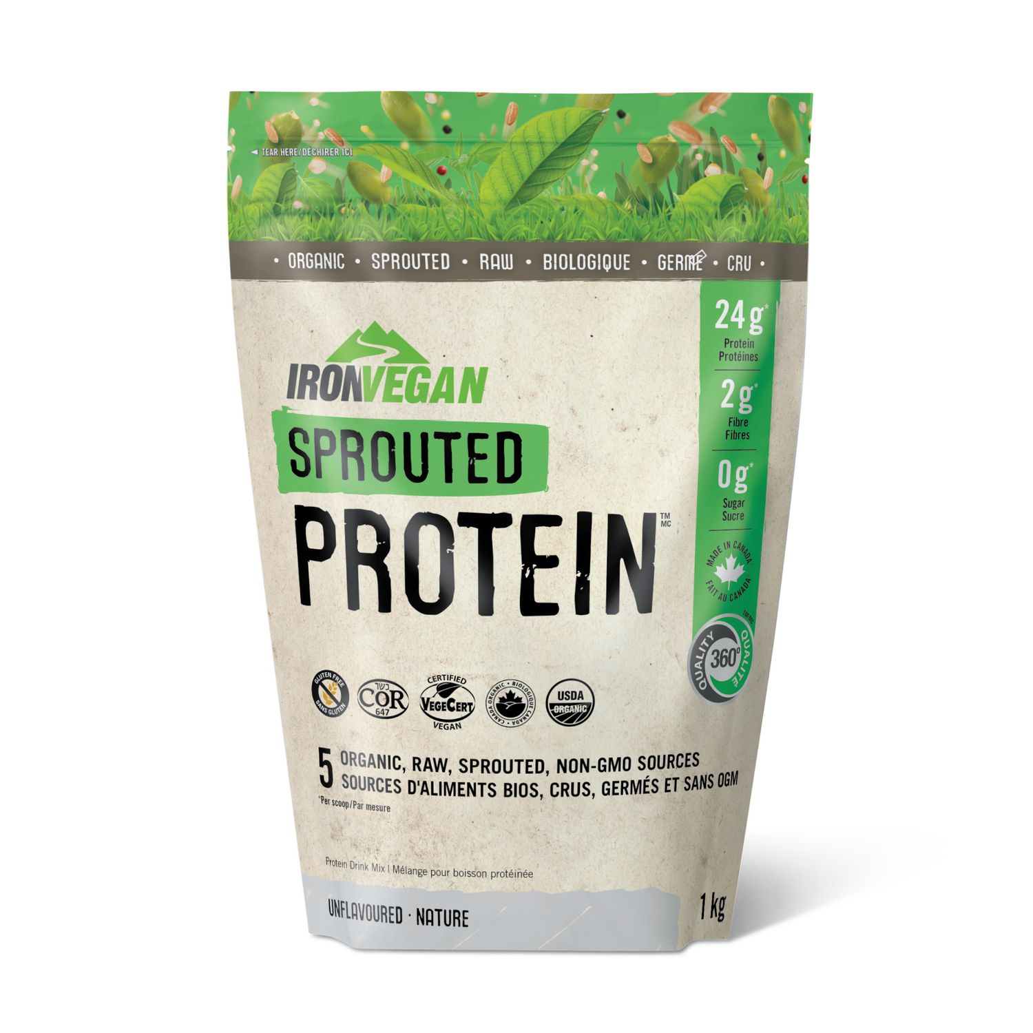 Iron Vegan Sprouted Protein Powder Unflavoured, 1 kg