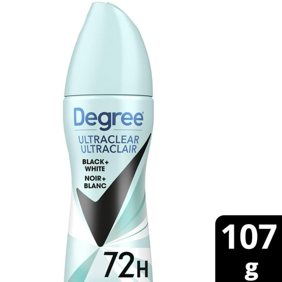 Degree UltraClear Black + White Antisudorifique en Vaporisateur à Sec pour 72 h de protection contre les odeurs et la transpiration Cascade Pure sèche instantanément 107g