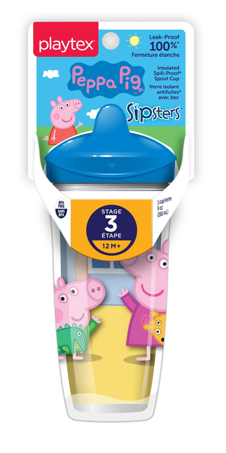 leak proof New Lot of 2 Playtex Peppa Pig Sipsters stage 3 Sippy cup 12 m 