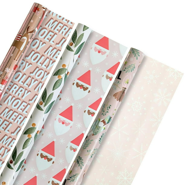 Holiday Time Christmas Reversible Gift Wrapping Foil Paper 3 Roll ...