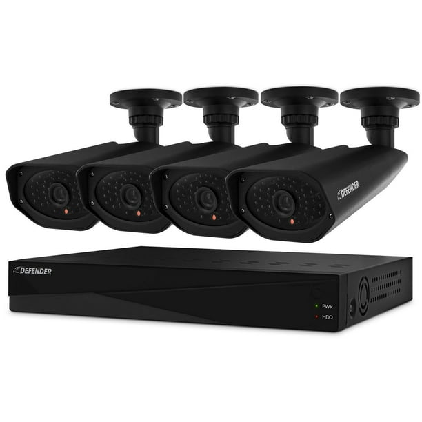 DVR sécurité Defender® Sentinel™ Pro grand écran 4CAN avec capacité de stockage 2To comprend 4 caméras de surveillance 800TVL avec vision nocturne à longue portée jusqu’à 150pi et affichage à distance avec téléphone intelligent