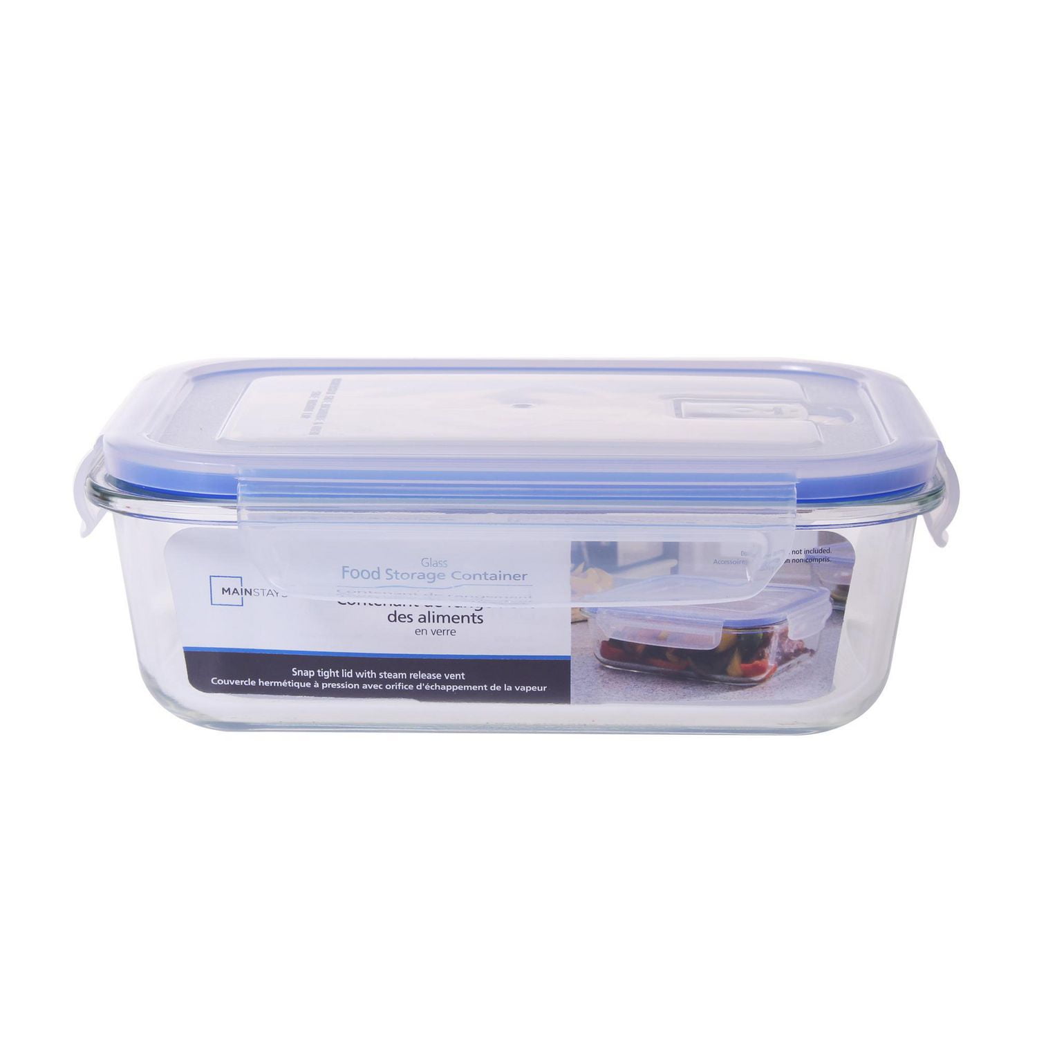 Mainstays 1050ML RECTANGLE GLASS FOOD STORAGE WITH VENT LIDS Walmart