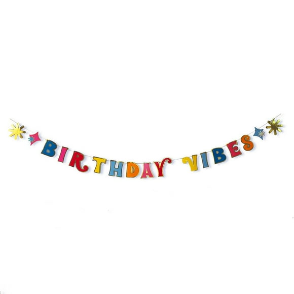 Packed Party Birthday Vibes Banner, Gold and Silver Accents