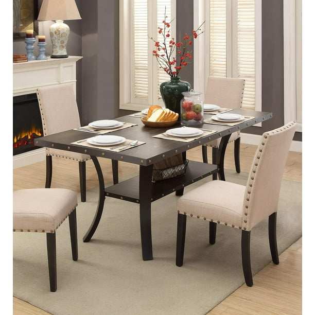 Topline Home Furnishings Table de salle à manger brun foncé