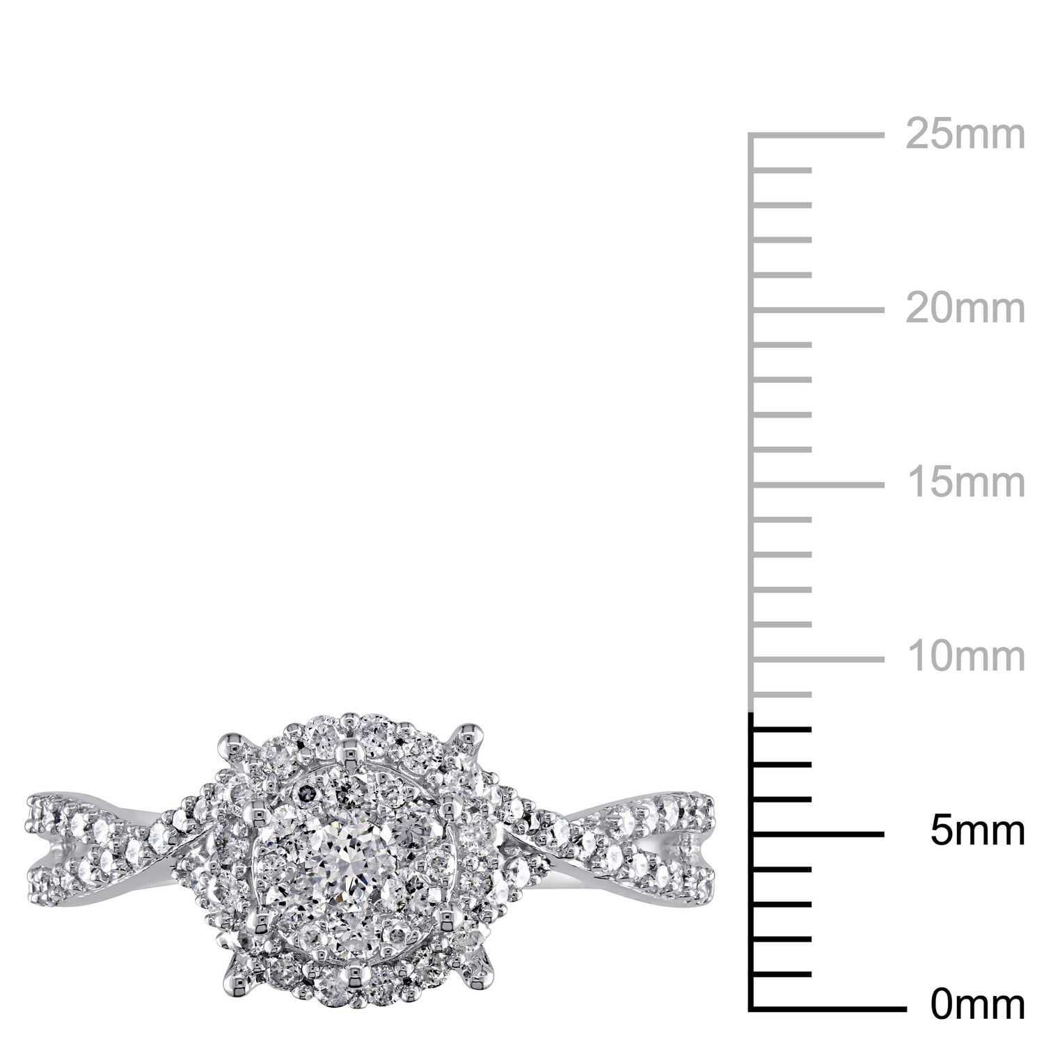 Miabella 0.50 Carat T.W. Diamond 10 K White Gold Cluster Engagement Ring