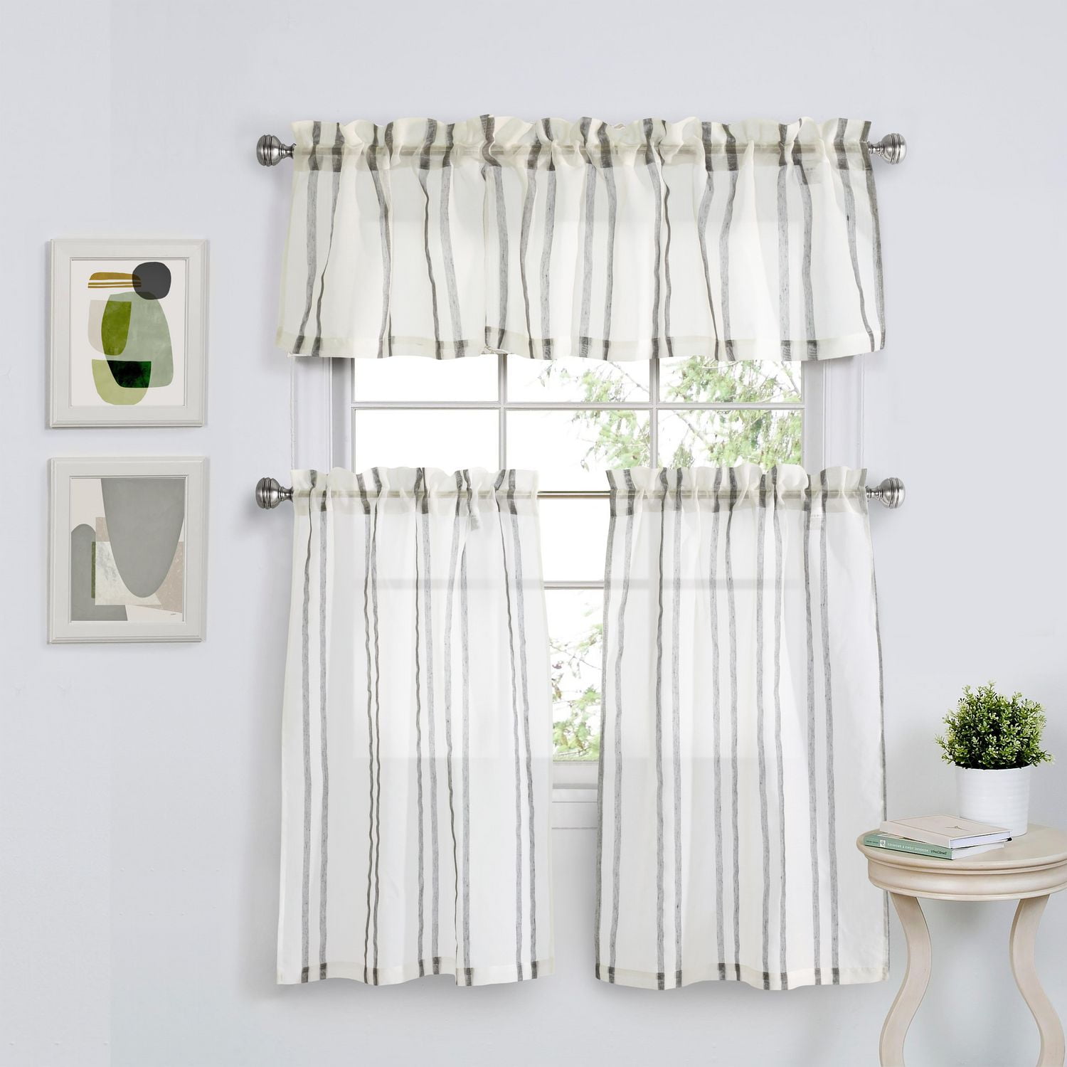 Elaine Kitchen Curtain Valance and Tiers 3pc Set Walmart Canada