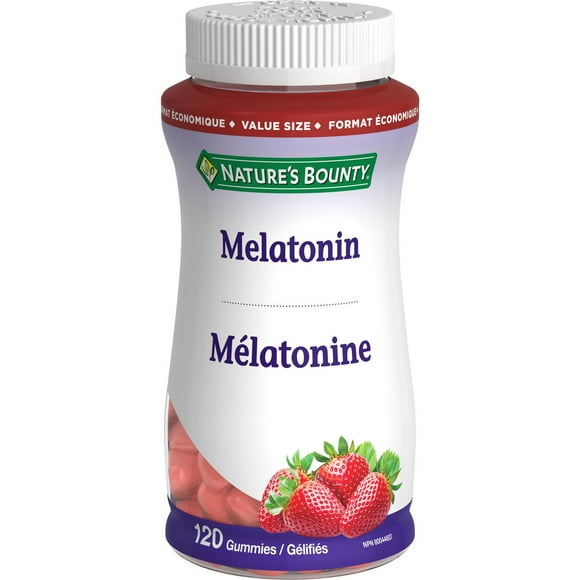 NATURE'S BOUNTY Melatonin Gummies, Helps Reset Sleep-wake Cycle, Helps Increase Total Sleep Time, Helps to reduce the time it takes to fall asleep , Helps Reduce Effects Of Jet Lag, Strawberry Flavour, Value Size 120.0 count, 120 Gummies