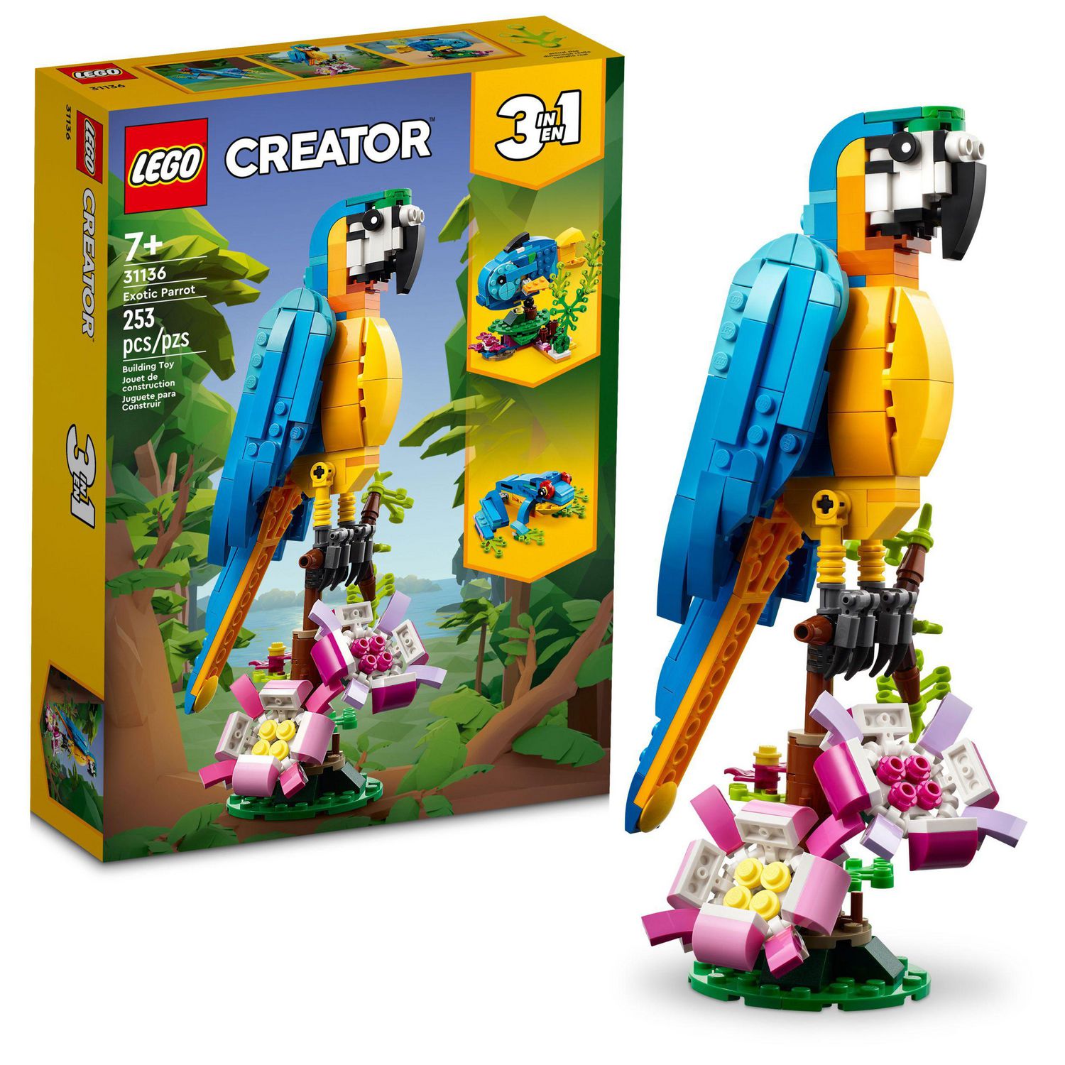 LEGO Creator 3 in 1 Exotic Parrot Transforms to Frog or Fish 31136