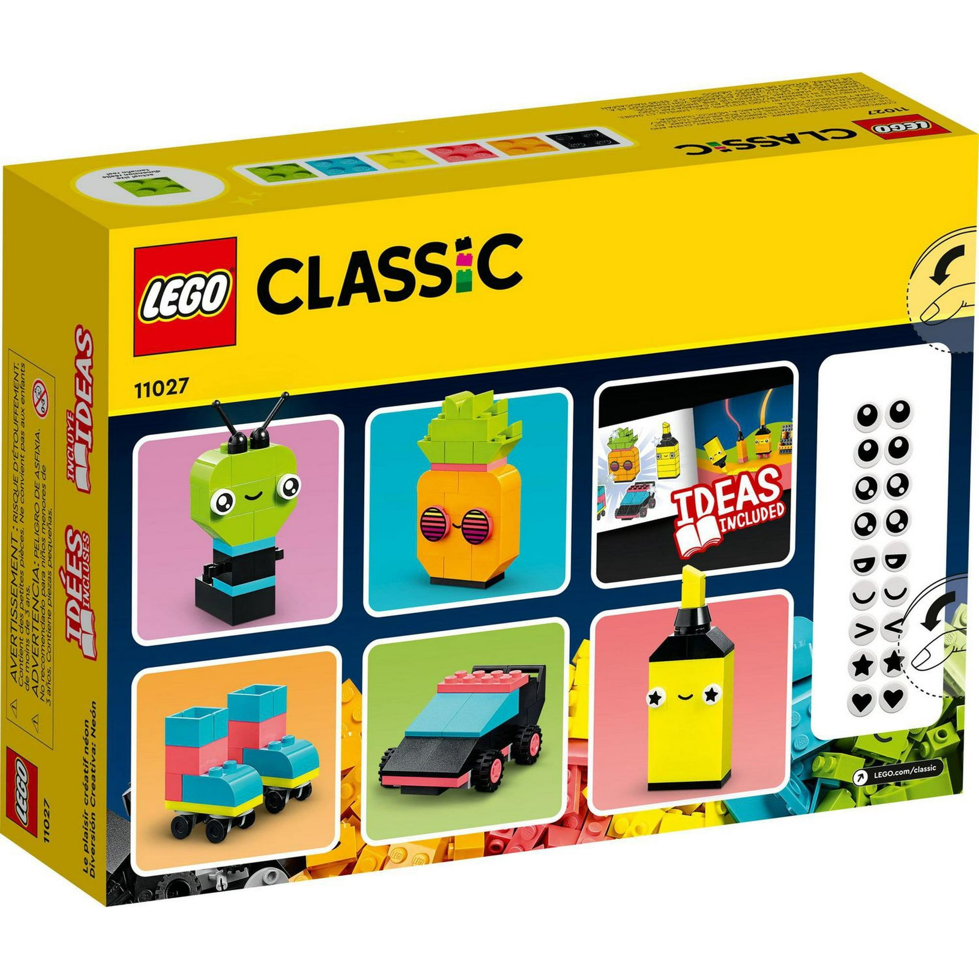 LEGO Classic Creative Neon Colors Fun Brick Box Set 11027, Building Toy to  Create a Car, Pineapple, Alien, Roller Skates, and More Building Ideas for  Kids, Boys, Girls Ages 5 Plus Years