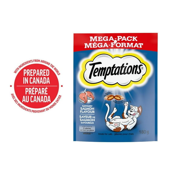 Temptations Savoury Salmon Flavour Soft & Crunchy Adult Cat Treats, 180g