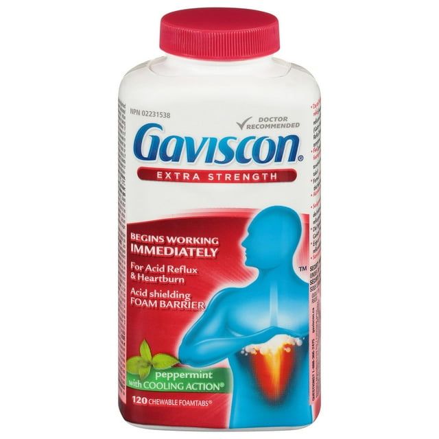 Gaviscon Extra Strength Peppermint with Cooling Action Flavor Blend, 120ct
