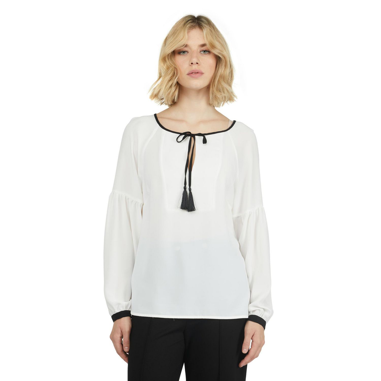 Mexx Women's Keyhole Ruffle Long Sleeve Blouse Top - Walmart.ca