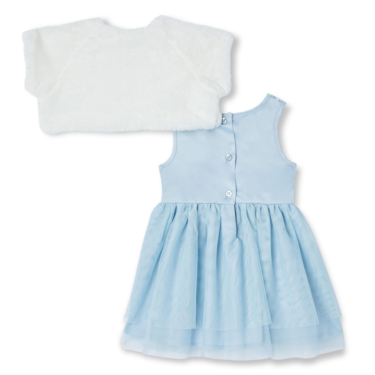George Baby Girls' Dress and Faux Fur Vest 2-Piece Set