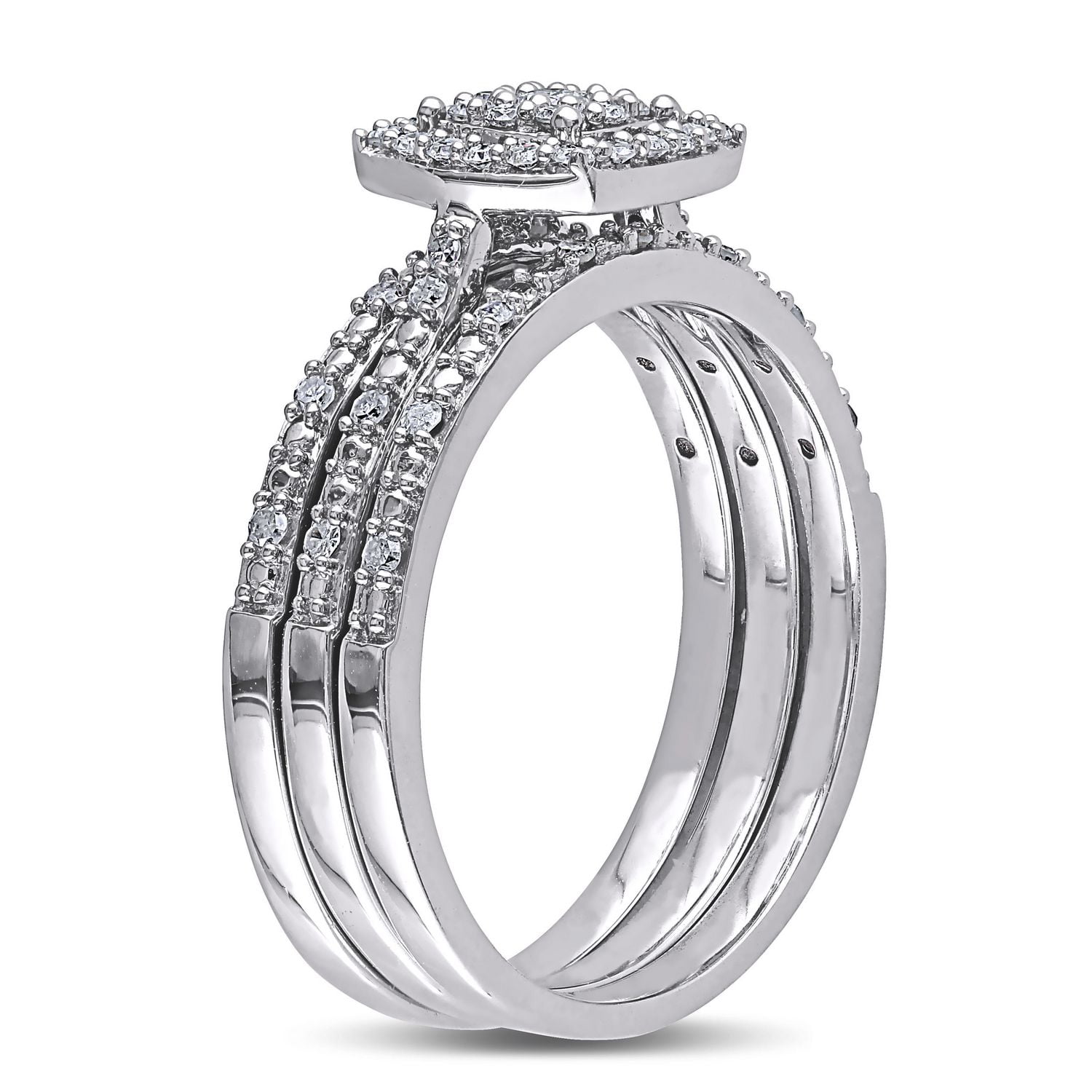 Ensemble nuptial de style auréole Miabella avec diamants 0,33 ct poids total en or blanc 10 k