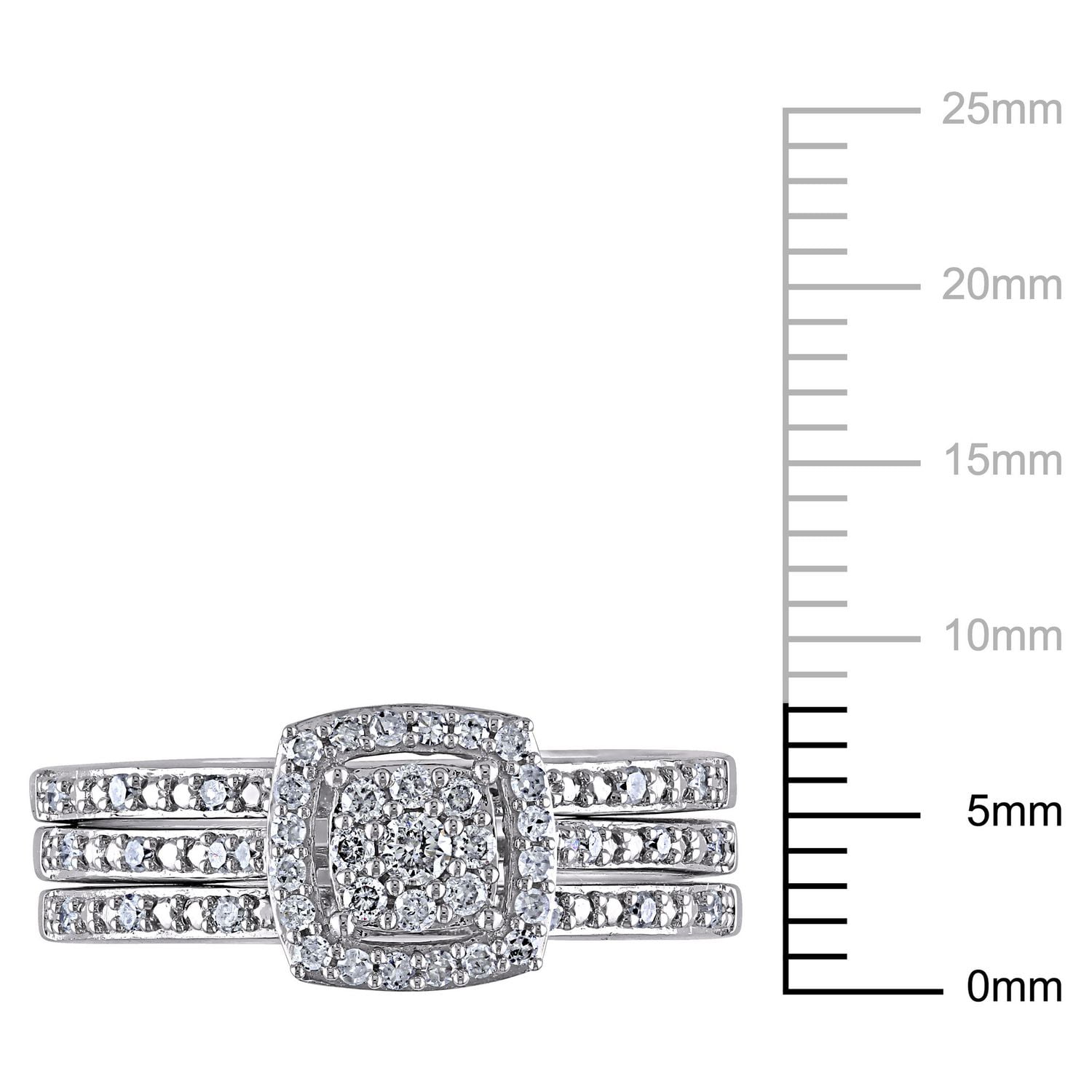 Ensemble nuptial de style auréole Miabella avec diamants 0,33 ct poids total en or blanc 10 k