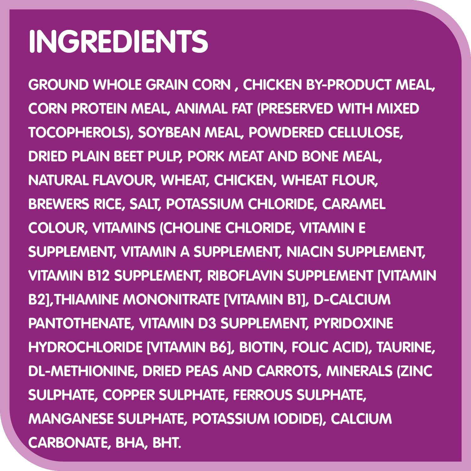 Whiskas dry food store ingredients