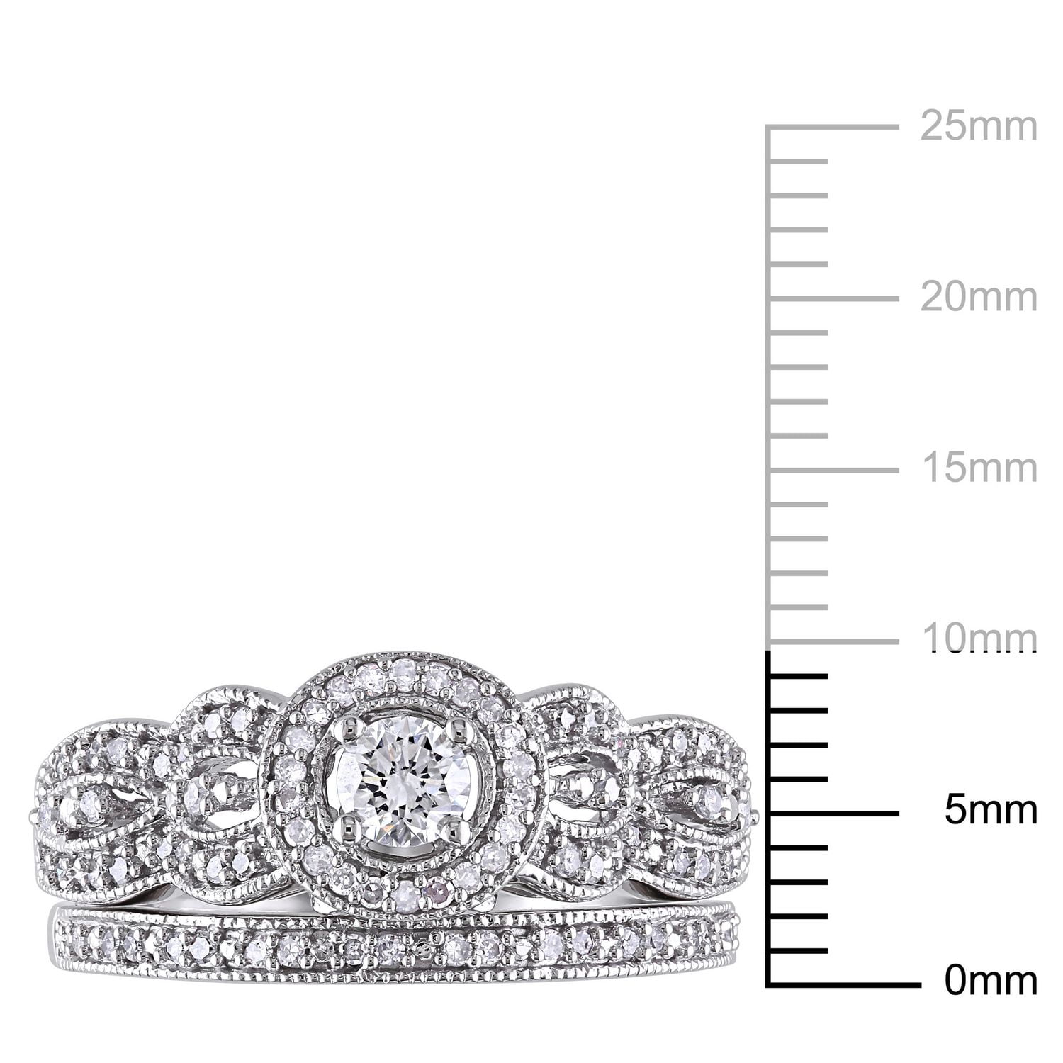 Miabella 0.50 Carat T.W. Diamond 10 K White Gold Bridal Set