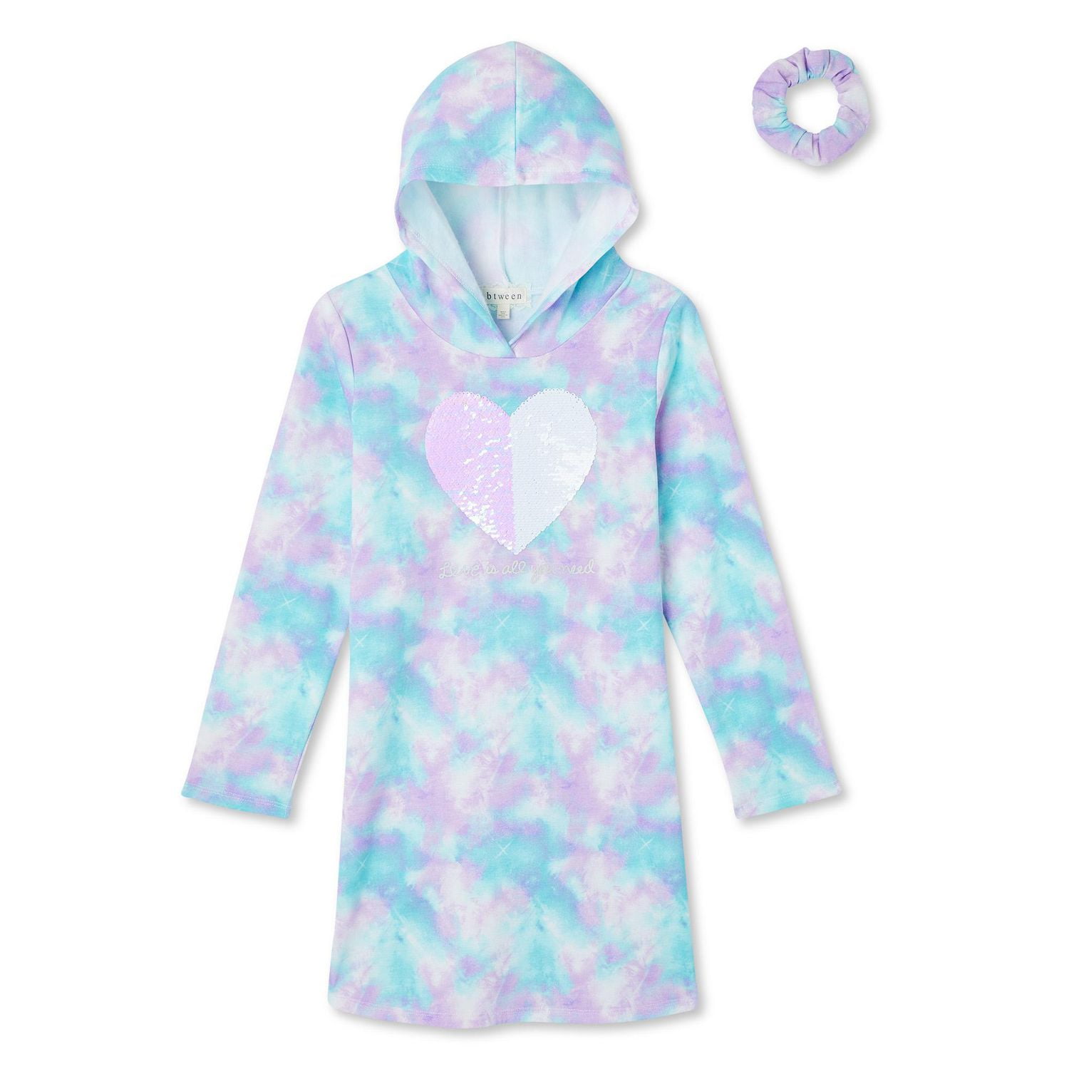 Btween Girls' Hooded Dress with Scrunchie 2-Piece Set